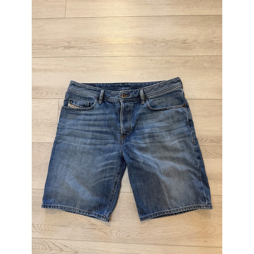 Diesel Industry Mens Blue Denim Jean Shorts Medium Wash Button Fly USA Size 34
